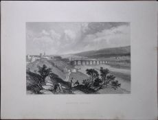 Berwick Bridge Northumberland WH Bartlett 183 Years-Old Antique Steel Engraving-49