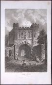 Edgars Tower Worcester Antique 212 Years-Old Georgian Steel-Engraving-406