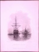 Man at War Ship Spithead WH Bartlett 183 Years-Old Antique Steel Engraving-42