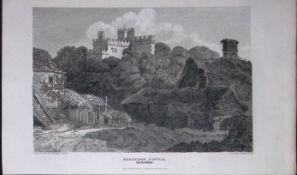Hertford Castle Hertfordshire Antique 218 Years-Old Georgian Steel-Engraving-457
