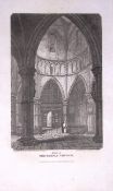 Temple Church Fleet Street London Antique 200 Years-Old Steel-Engraving-259