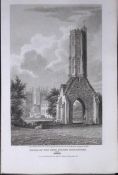 Kings Lynn Grey Friars Monastery Antique 216 Years-Old Georgian Steel-Engraving-429