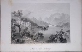 Ireland View of The Upper Lake Killarney Antique 183 Years-Old Steel-Engraving-25.