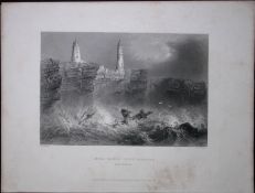 Bristol Ness Sands Lighthouse WH Bartlett 1842 Antique Steel Engraving-103