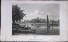 London Chiswick on The River Antique 200 Years-Old Steel-Engraving-113