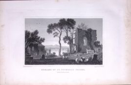 Wales St Dogmaels Priory Pembroke Antique 166-Year-Old Steel Engraving-26