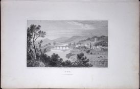 Wales Town of Usk Monmouthshire Antique 166-Year-Old Steel Engraving-37