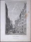Liverpool Water Street Antique 195 Years-Old Steel-Engraving-46