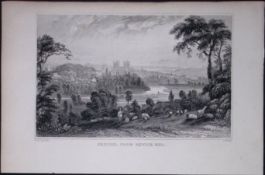 Exeter From Exwick Hill Devonshire Antique 193 Years-Old Steel-Engraving-39