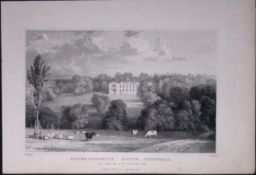 Cornwall Tregony Trewarthenick House Antique 193 Years-Old Steel-Engraving-13