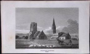 Swaffham Churches Norfolk Antique 216 Years-Old Georgian Steel-Engraving-321.