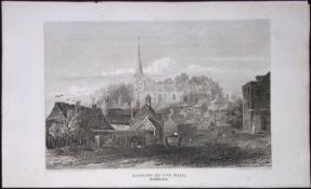 London Harrow on the Hill Antique 200 Years-Old Steel-Engraving-100