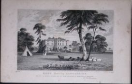 Liverpool Knowsley Roby Hall Antique 195 Years-Old Steel-Engraving-59