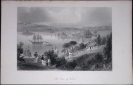 Ireland The Cove of Cork Harbour Antique 183 Years-Old Steel-Engraving-11.
