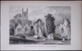 Frithelstoke Abbey Devonshire Antique 193 Years-Old Steel-Engraving-51