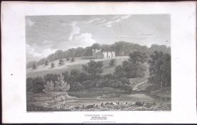 Northumberland Chipchase Castle Antique 223 Years-Old Steel-Engraving-138