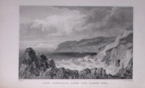 Cornwall Cape From Lands End Antique 193 Years-Old Steel-Engraving-40