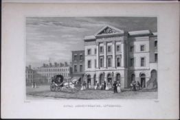 Liverpool Royal Amphitheatre Antique 195 Years-Old Steel-Engraving-5