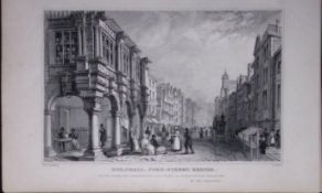 Guildhall Fore Street Exeter Antique 193 Years-Old Steel-Engraving-37