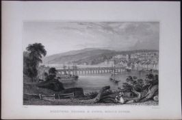 Bideford Bridge & Town North Devonshire Antique 193 Years-Old Steel-Engraving-45