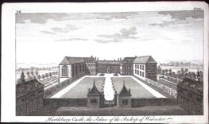 Worcester Hartlebury Castle Rare Georgian Copper Antique 1776 Engraving-147a.