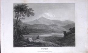 Snowdon Wales Antique 213 Years-Old Georgian Steel-Engraving-192.