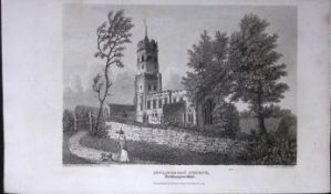 Irtlingboro Church Northampton Antique 216 Years-Old Georgian Steel-Engraving-466