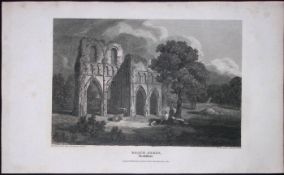 Maltby Roach Abbey Yorkshire Antique 213 Years-Old Steel-Engraving-35