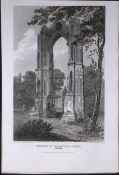 Walshingham Abbey Norfolk Antique 216 Years-Old Georgian Steel-Engraving-434