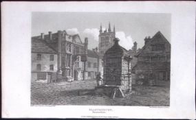 Glastonbury Somerset Antique 212 Years-Old Georgian Steel-Engraving-171