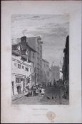 Liverpool More-Street Tithebarn Street Antique 195 Years-Old Steel-Engraving-63