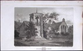 Cross At Black Friary Hereford Antique 220 Years-Old Georgian Steel-Engraving-218