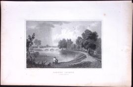 Wales-Bangor Iscoed Flintshire Antique 166-Year-Old Steel Engraving-16