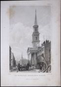 Liverpool St Michaels Church Pitt St Antique 195 Years-Old Steel-Engraving-62