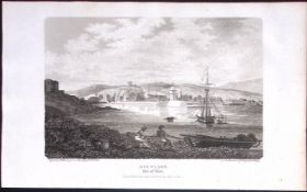 Isle of Man View of Douglas Antique 223 Years-Old Steel-Engraving-132