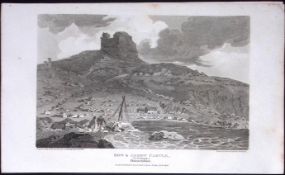 Bow & Arrow Castle Portland Dorset Antique 223 Years-Old Georgian Steel-Engraving-184