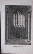 Peterborough Cathedral Antique 216 Years-Old Georgian Steel-Engraving-467