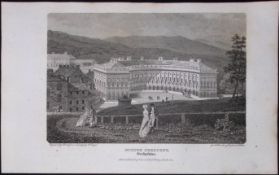 Buxton Crescent Peak District Antique 223 Years-Old Georgian Steel-Engraving-286