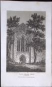 Valle Crucis Abbey Wales Antique 213 Years-Old Georgian Steel-Engraving-198