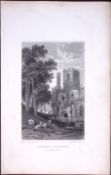 Wales-Llandaff Cathedral Antique 166-Year-Old Steel Engraving-12
