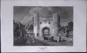 Yarmouth North Gate Norfolk Antique 216 Years-Old Georgian Steel-Engraving-426
