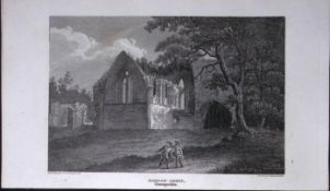 Margam Abbey Port Talbot Wales 211 Years-Old Georgian Steel-Engraving-481