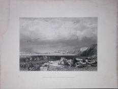 Shields Harbour Tyne & Wear WH Bartlett 1842 Antique Steel Engraving-215.