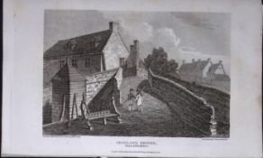 Croyland Bridge Lincolnshire Antique 218 Years-Old Georgian Steel-Engraving-449