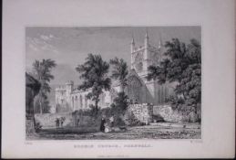 Cornwall Bodmin Church Antique 193 Years-Old Steel-Engraving-9