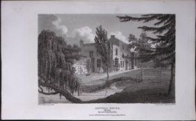 Amwell House Herts Antique 218 Years-Old Georgian Steel-Engraving-454