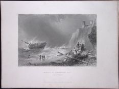 Kent Kingsgate Bay Isle of Thanet WH Bartlett 1842 Antique Steel Engraving-113