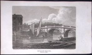 Bewdley Bridge Worcester Antique 212 Years-Old Georgian Steel-Engraving-400