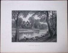 Yorkshire View of Bolton Abbey Victorian Antique 150 Years-Old Engraving-19