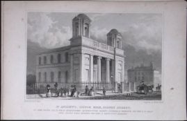 Liverpool Scotch Kirk Rodney St Antique 195 Years-Old Steel-Engraving-52